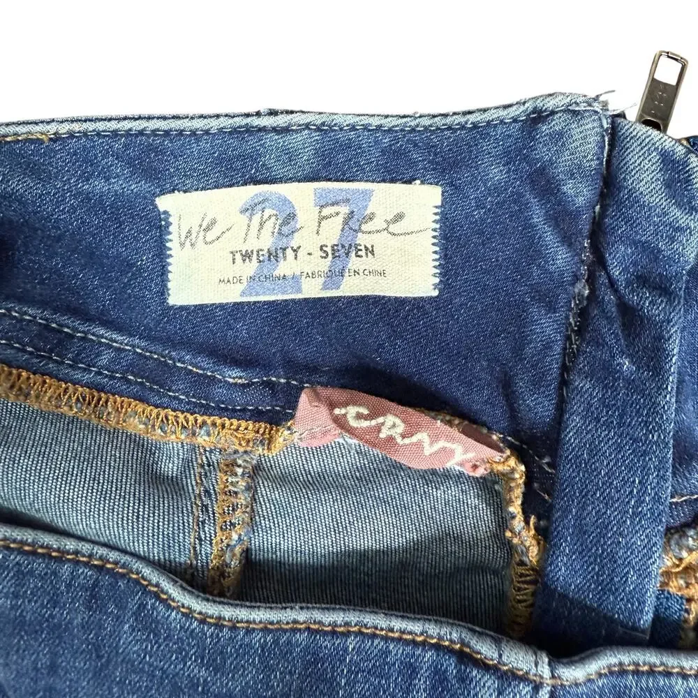 Free People CRVY Mercury Zip Jeans Harper‎ Blue Size 27 Moto Y2K StreetwearDenim